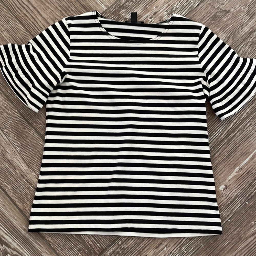 J. Crew black and ivory striped tee, XS